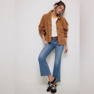Free People | Women’s medium blue denim mild flare cropped jeans zip close Sz 27